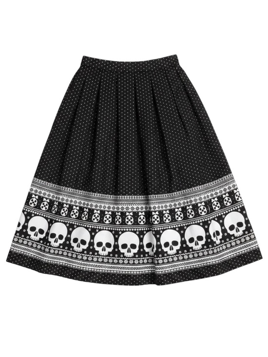 Hell Bunny Dresses & Skirts - Hell Bunny Clara Skirt Black White Polka Dot Skulls Size 2XL